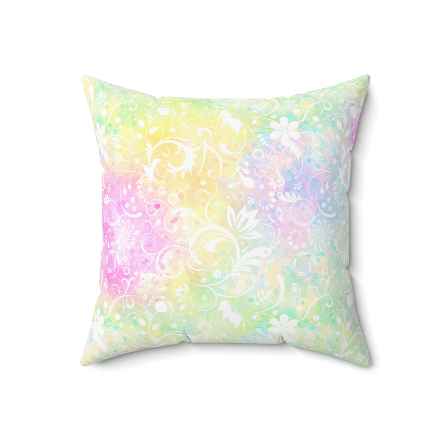 Spun Polyester Square Pillow, Floral Cushion