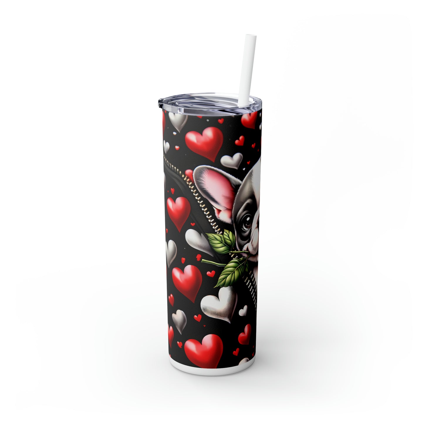 Skinny Tumbler with Straw, 20oz, Dog, Valentines Day, awd-918