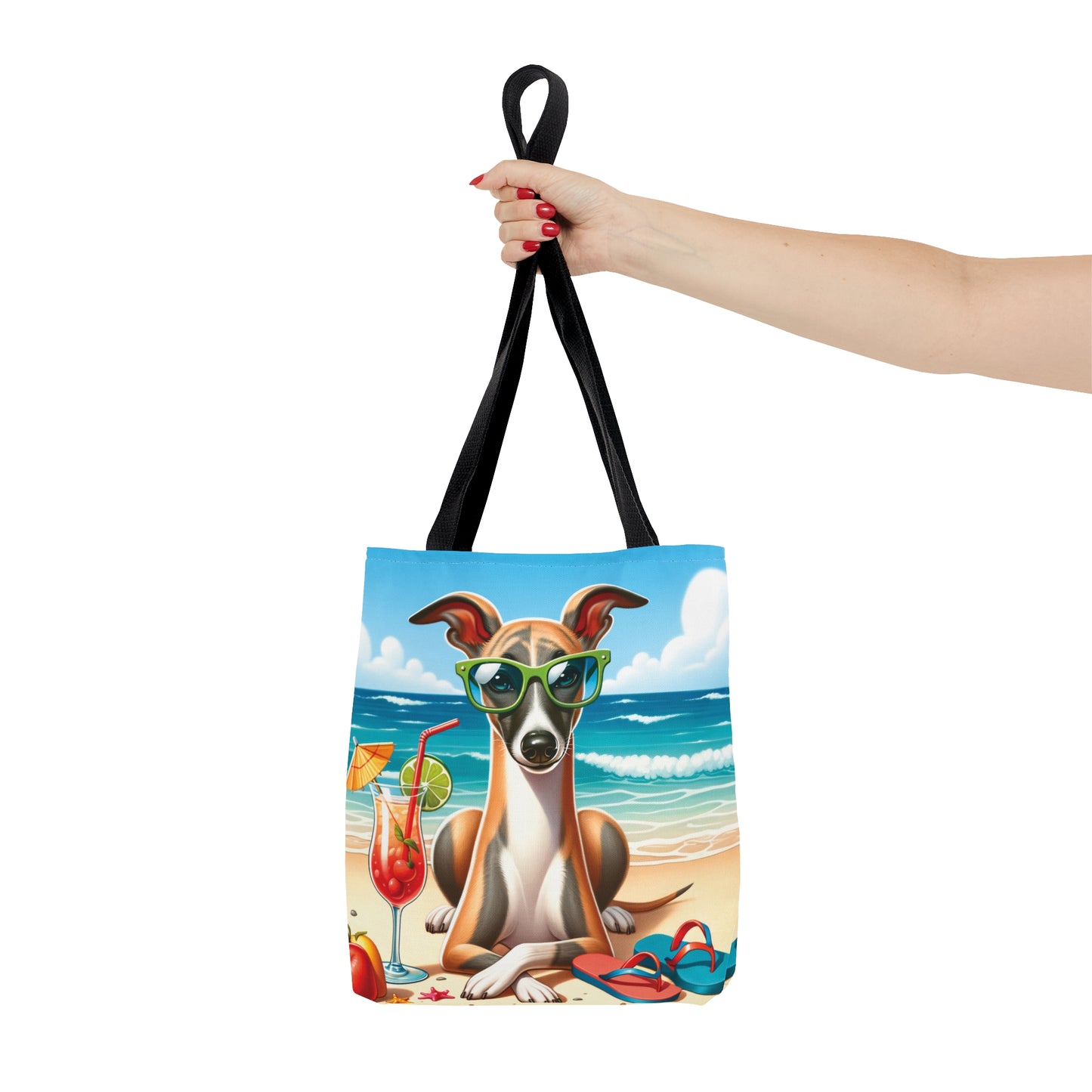 Tote Bag, Dog on Beach, Whippet, Tote bag,  awd-1252