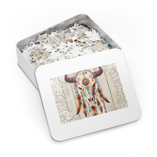 Jigsaw Puzzle, Boho Skull, Personalised/Non-Personalised (30, 110, 252, 500,1000-Piece)