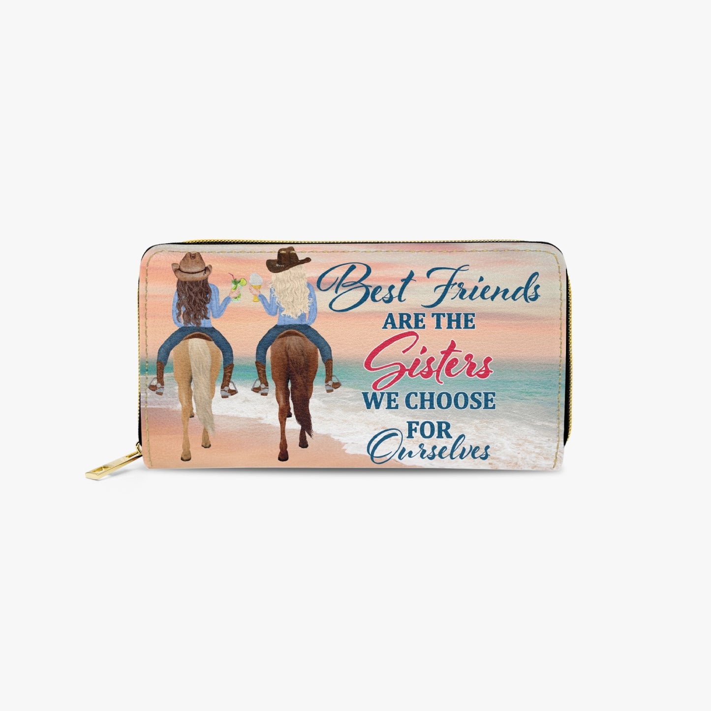 Long Type Zipper Purse - Beach, Best Friends