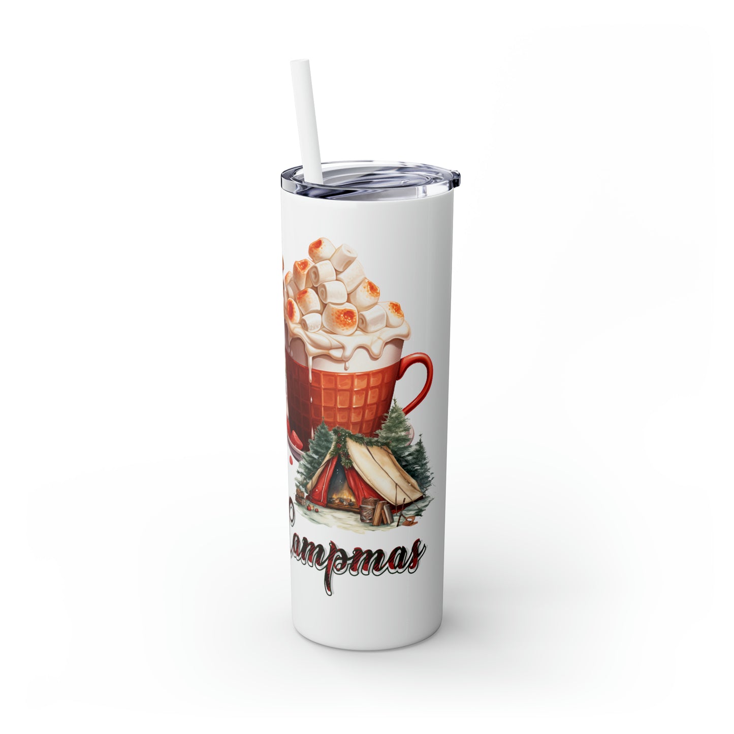 Skinny Tumbler with Straw, 20oz, Christmas Camper, awd-822