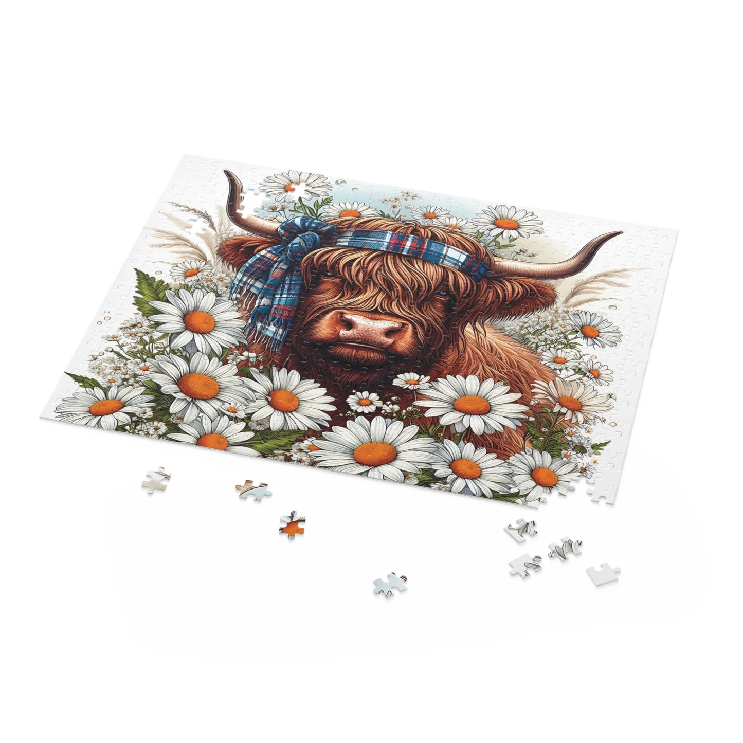 Personalised/Non-Personalised Puzzle, Highland Cow (120, 252, 500-Piece)