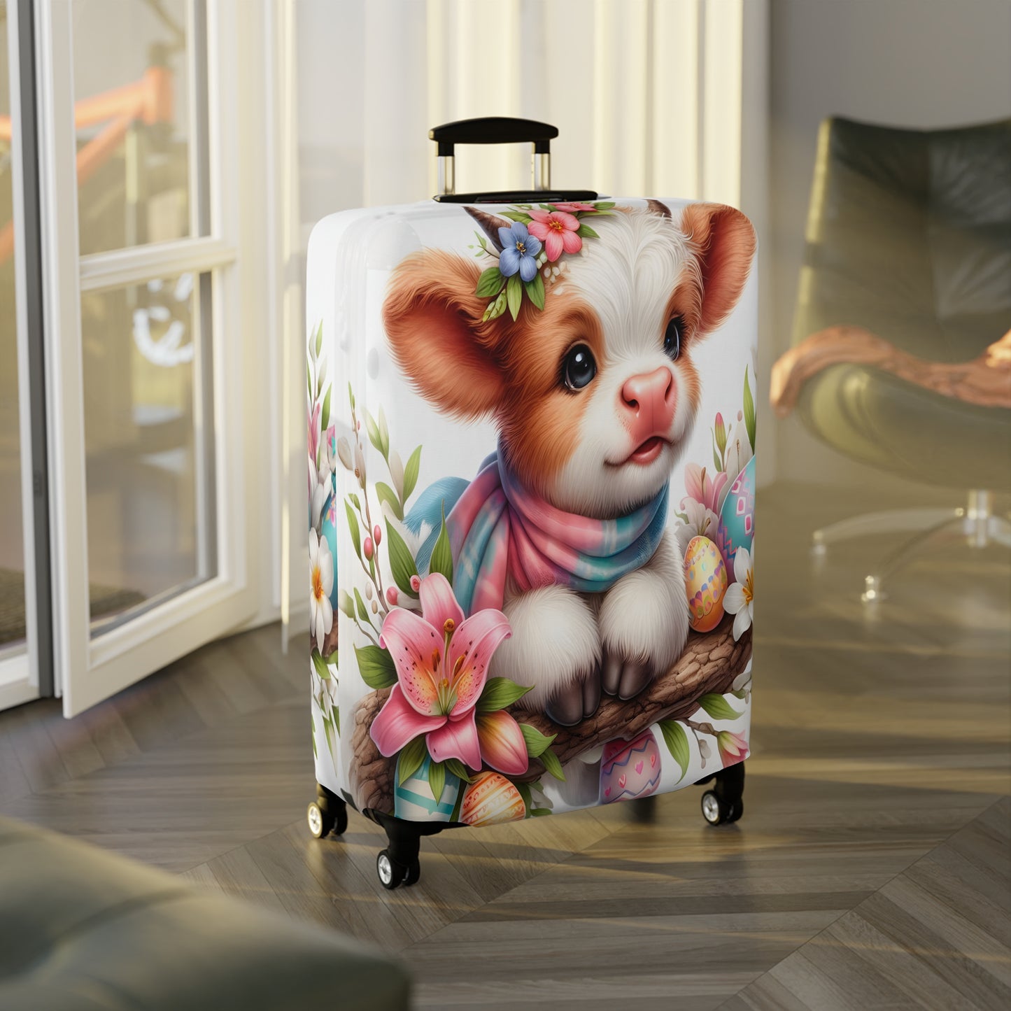 Luggage Cover, Easter, Highland Cow, awd-1632