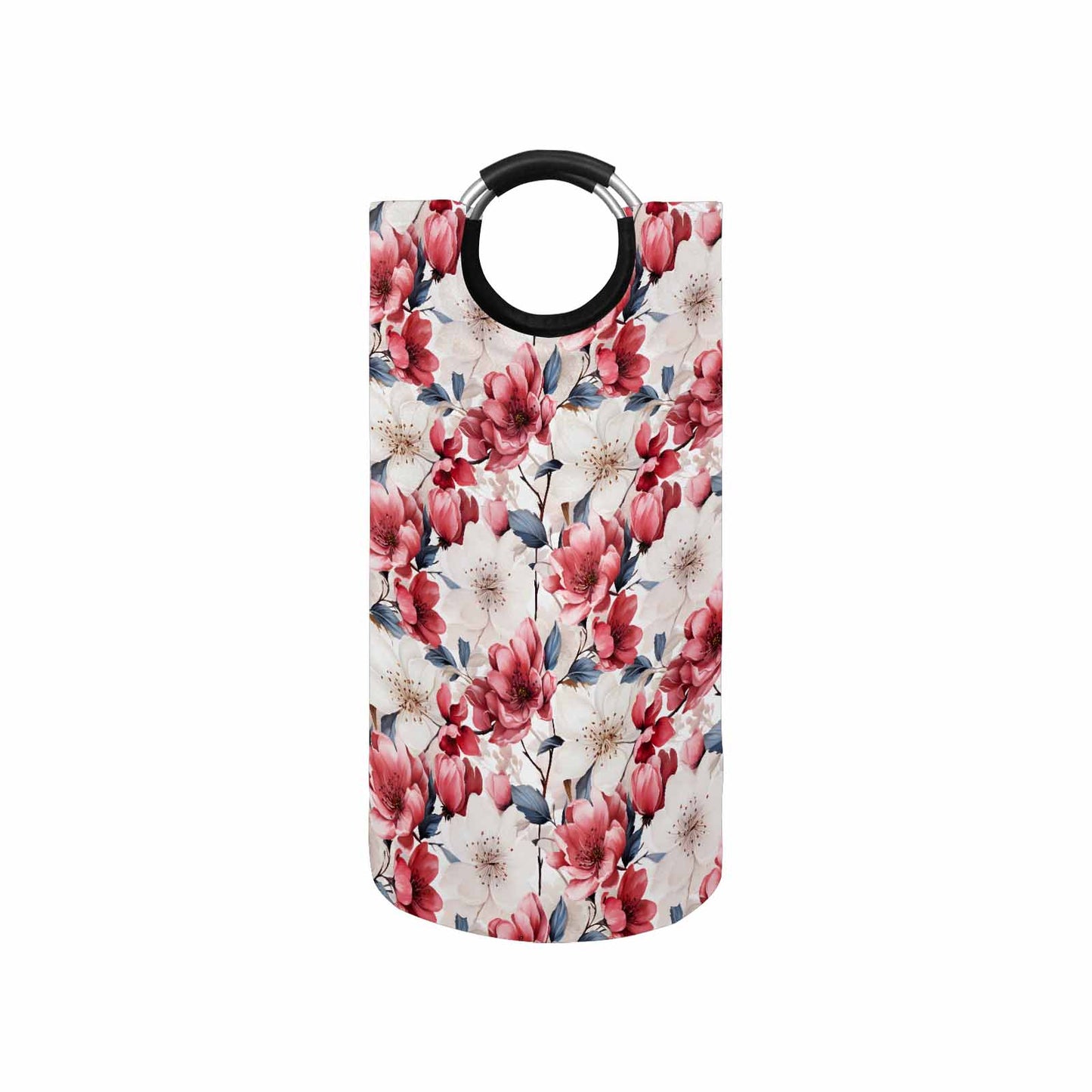 Pink Floral Small  Round Laundry Basket