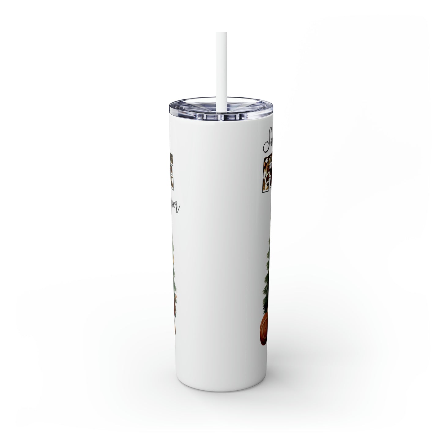 Skinny Tumbler with Straw, 20oz, Santa Favorite Camper