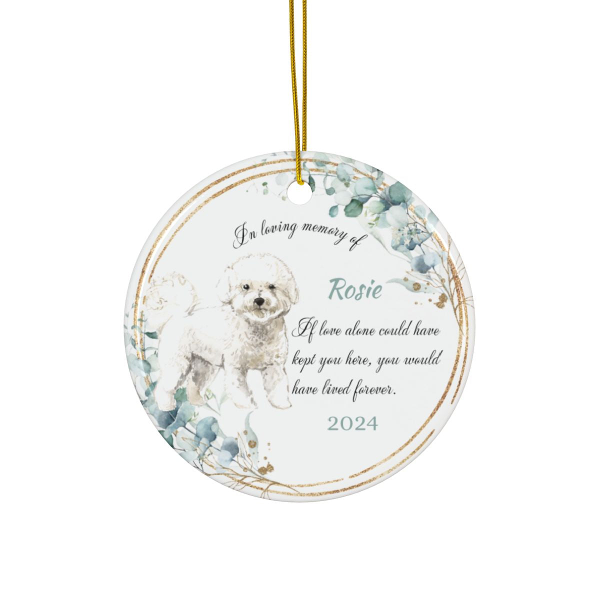 Bichon Memorial Ornament, Personalized Pet Keepsake, Custom Dog Remembrance, Ceramic Christmas Decor, Pet Loss Gift, Holiday Tree Ornament
