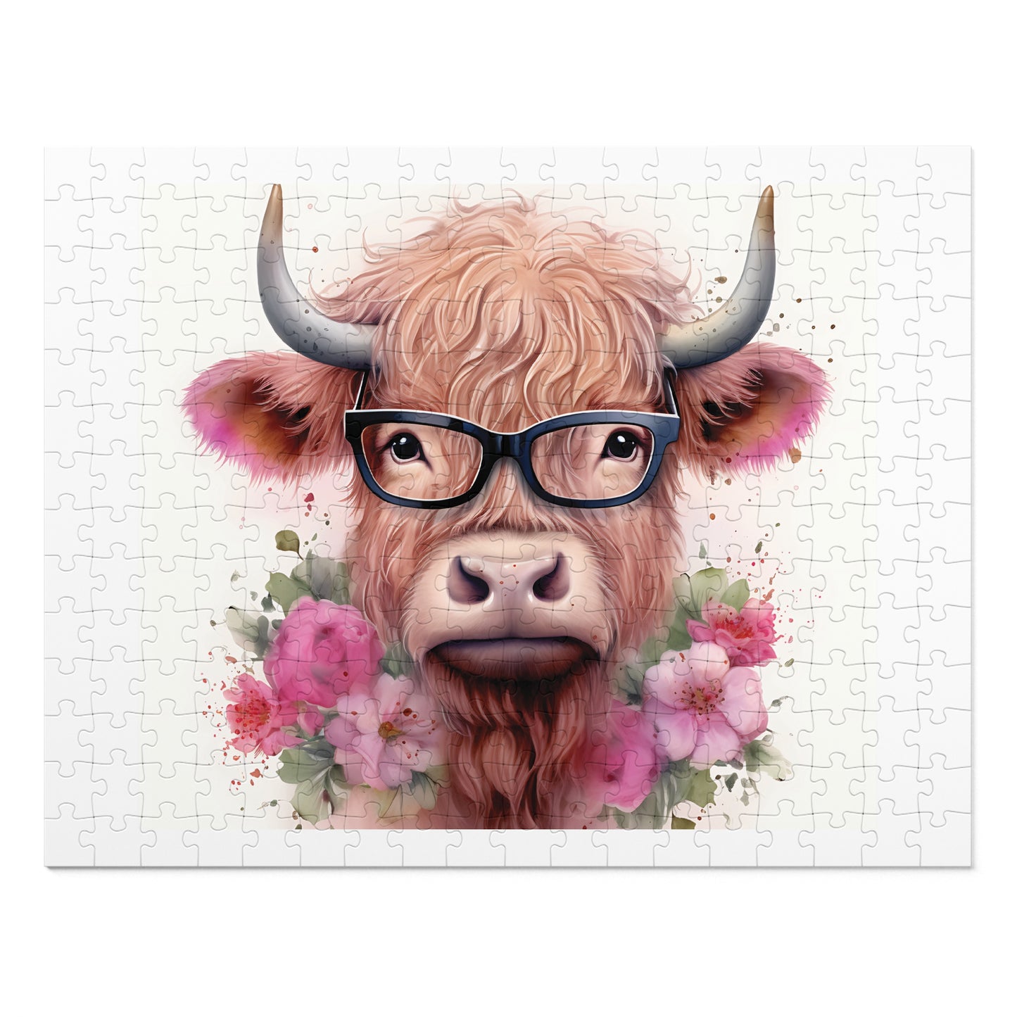 Jigsaw Puzzle, Highland Cow, Personalised/Non-Personalised (30, 110, 252, 500,1000-Piece)