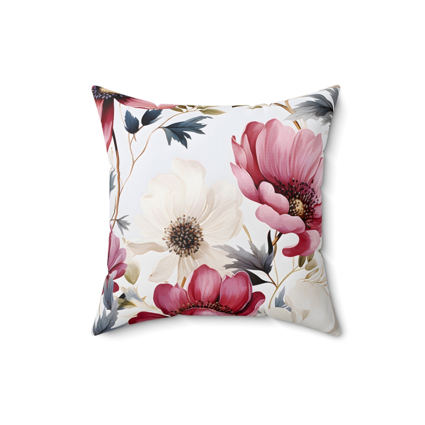 Spun Polyester Square Pillow, Floral Cushion