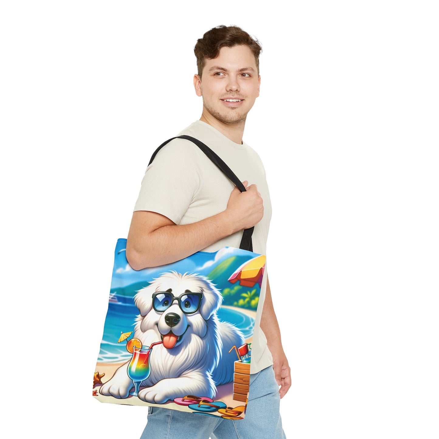 Tote Bag, Dog on Beach, Great Pyrenees, Tote bag, awd-1214