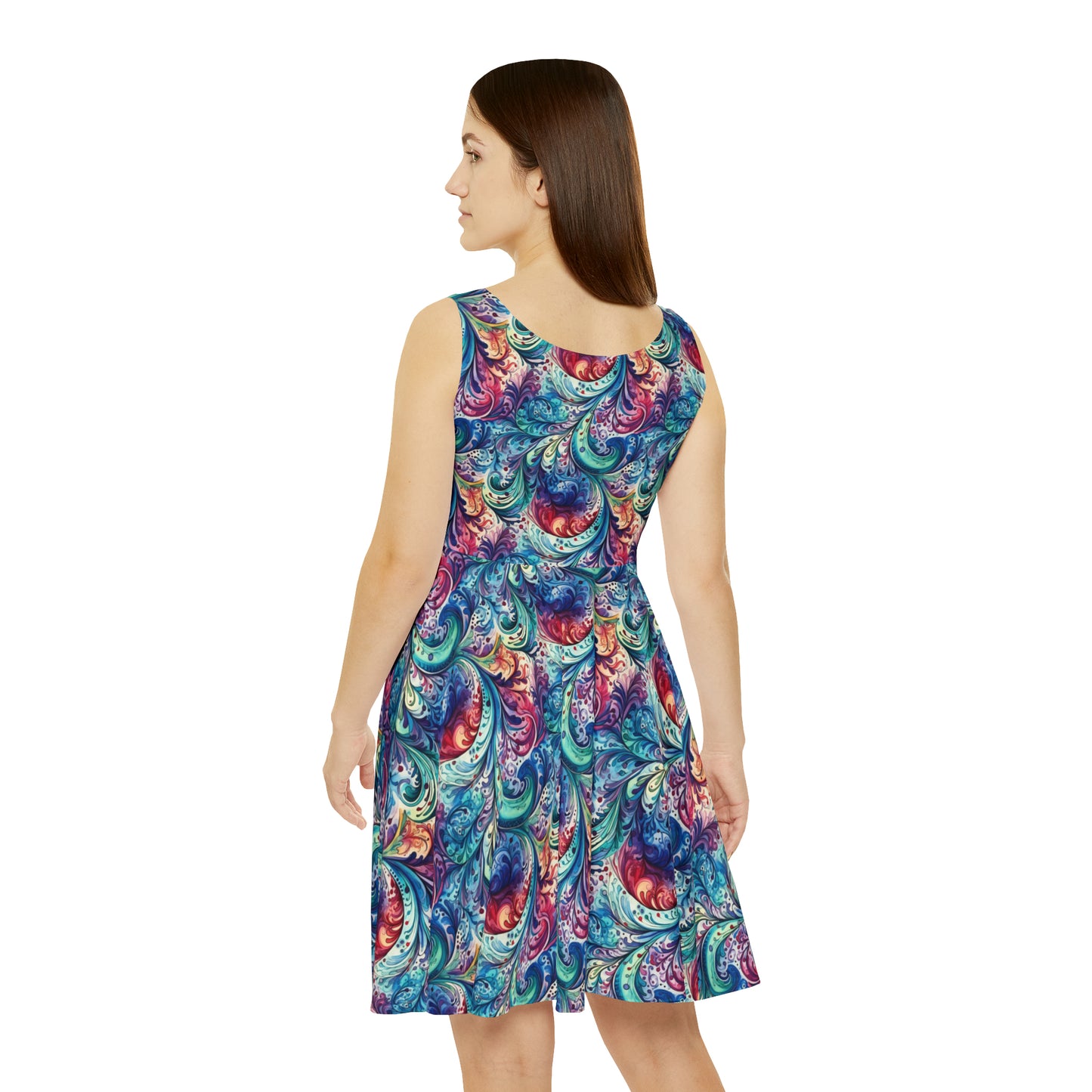 Women's Skater Dress Navy Paisley