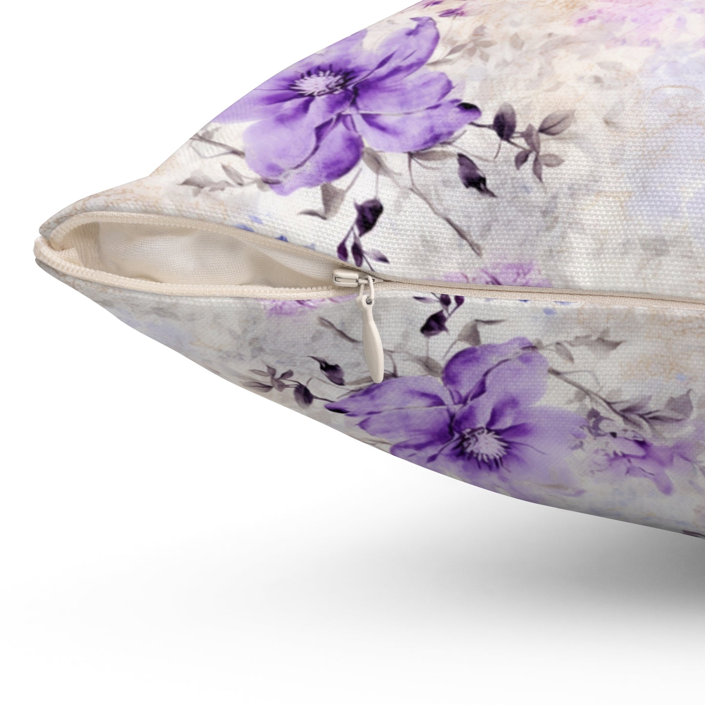 Spun Polyester Square Pillow, Floral Cushion