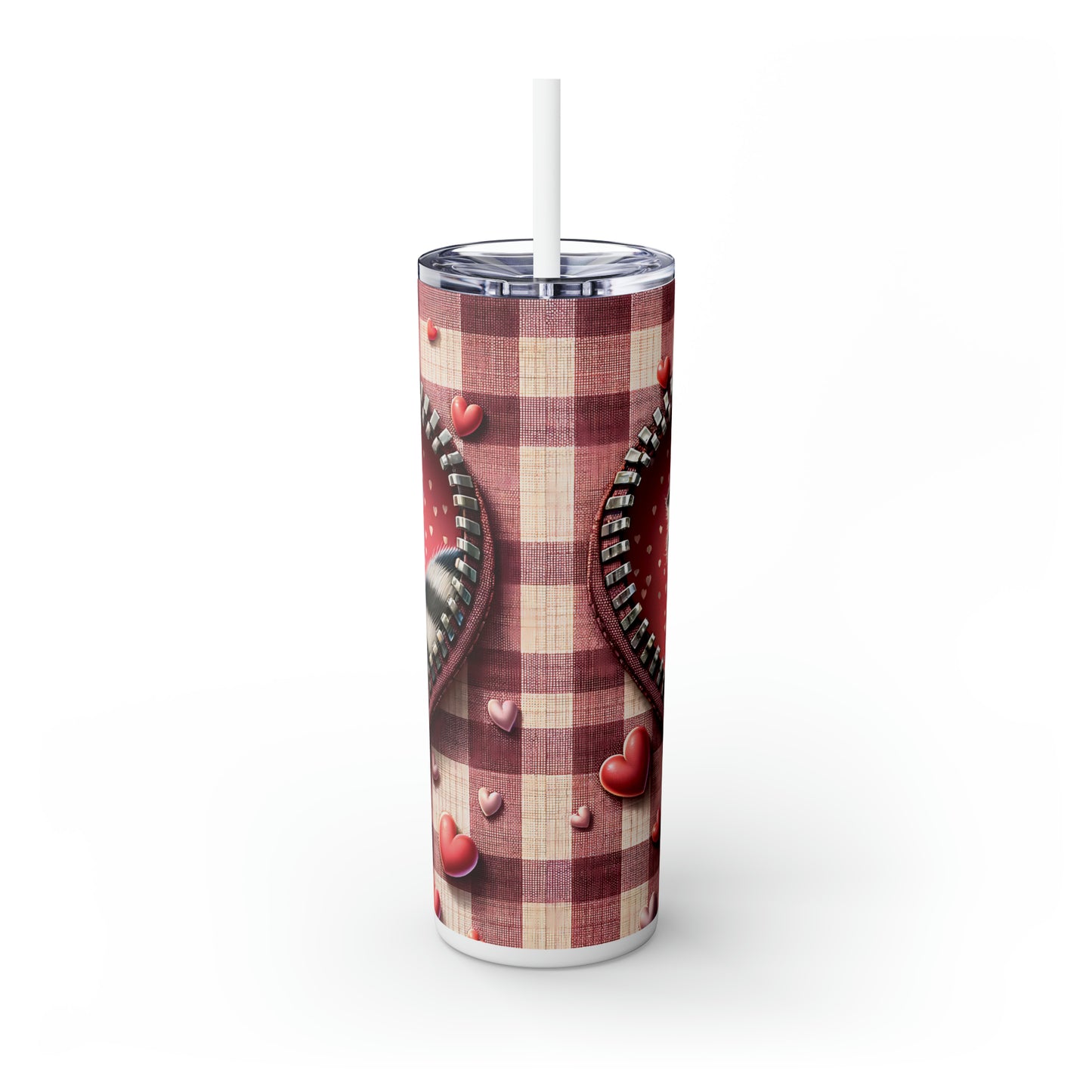 Skinny Tumbler with Straw, 20oz, Racoon, Valentines Day