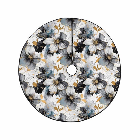 Black White and Gold  Christmas Tree Skirt