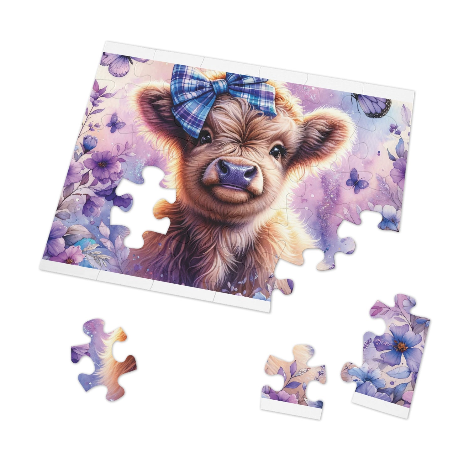 Jigsaw Puzzle, Highland Cow, Personalised/Non-Personalised (30, 110, 252, 500,1000-Piece)