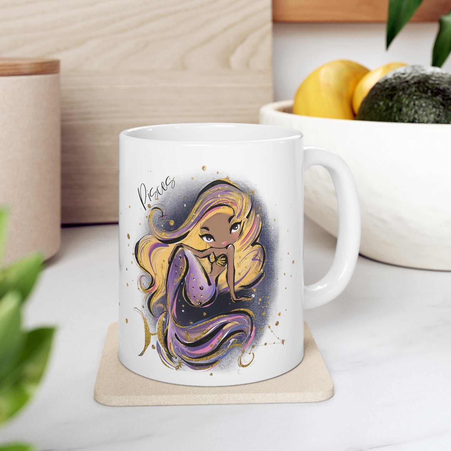 Personalised/Non Personalised Zodiac Sign, Pisces, Ceramic Mug 11oz