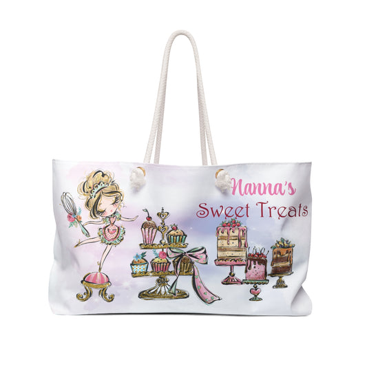 Personalised/Non-Personalised Weekender Bag, Grandma's/Nanna's Sweet Treats, Large Weekender Bag, Beach Bag, Book Bag