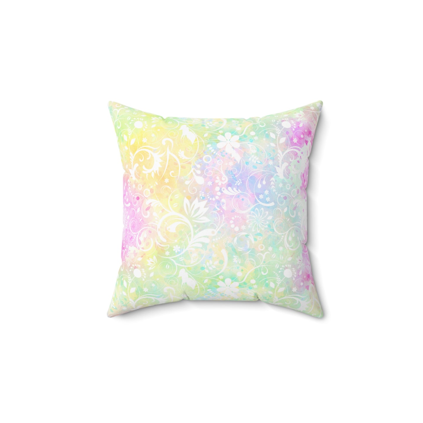 Spun Polyester Square Pillow, Floral Cushion