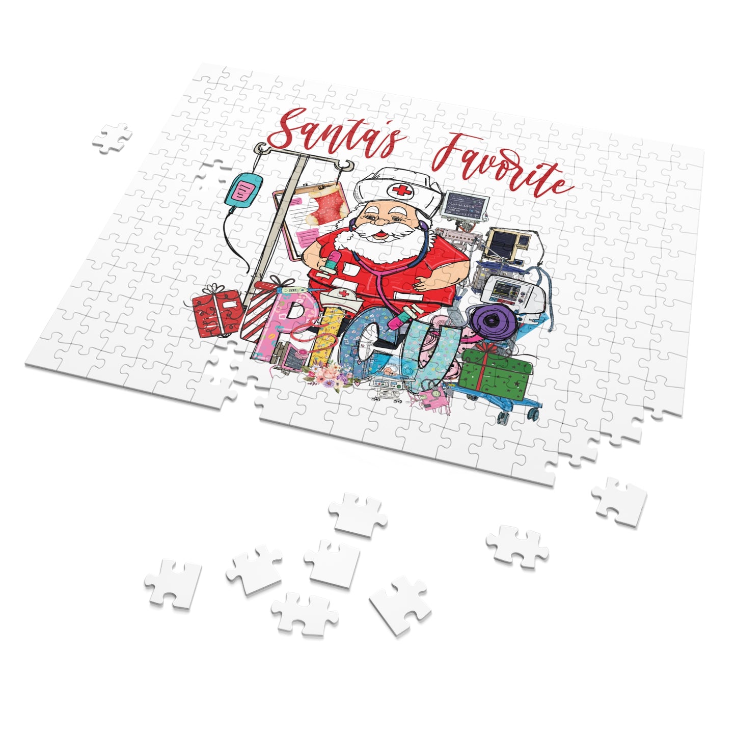 Jigsaw Puzzle, Santa's Favorite PICU Nurse, Personalised/Non-Personalised (30, 110, 252, 500,1000-Piece)