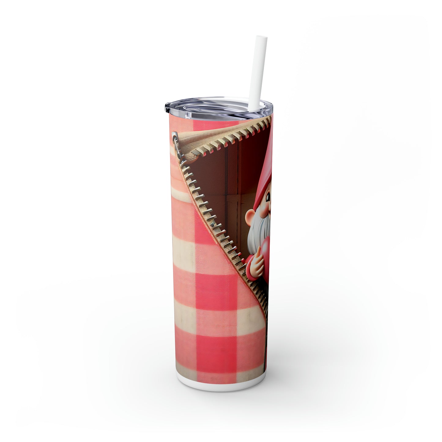 Skinny Tumbler with Straw, 20oz, Santa