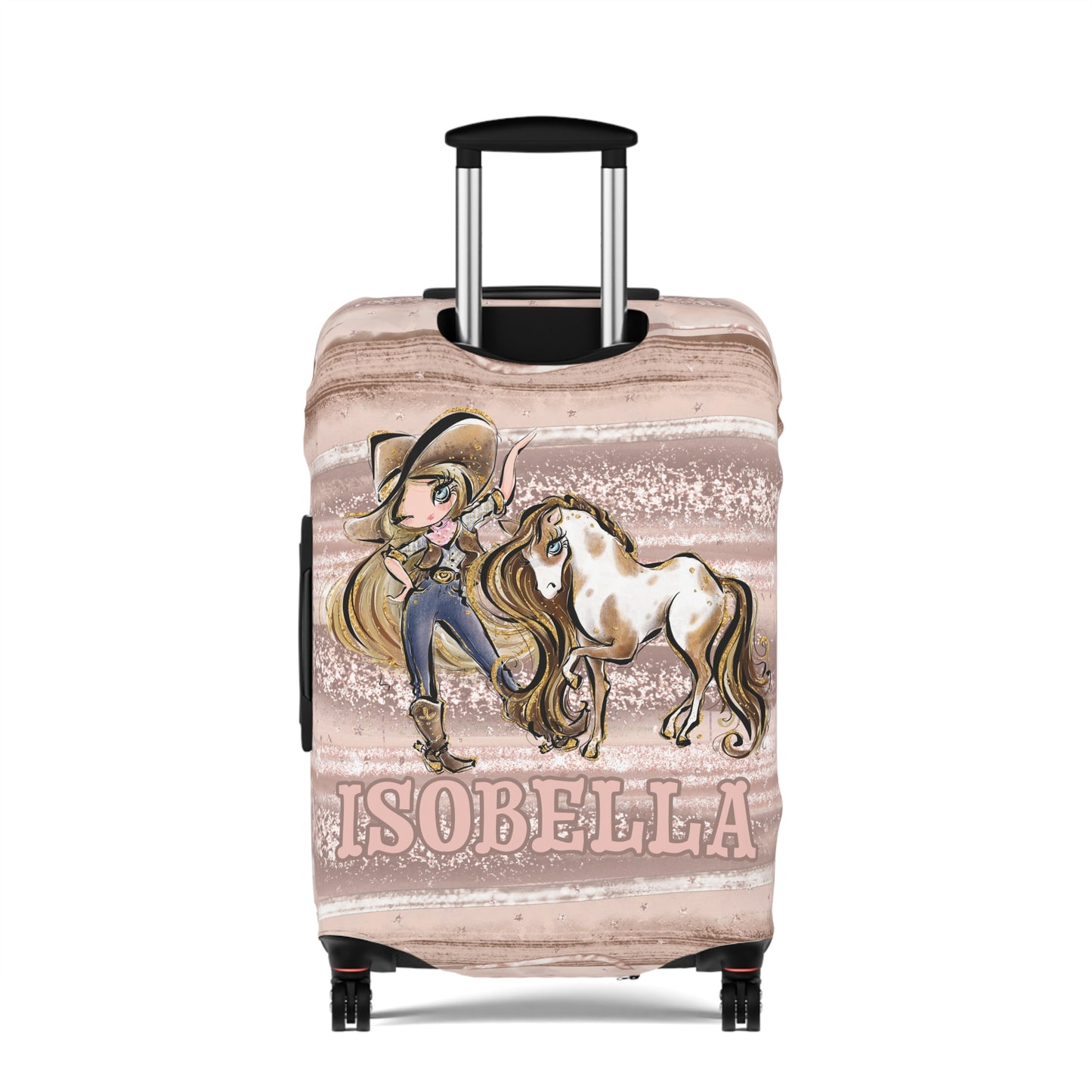 Luggage Cover, Howdy Cowgirl and Horse, Blonde Hair Blue Eyes