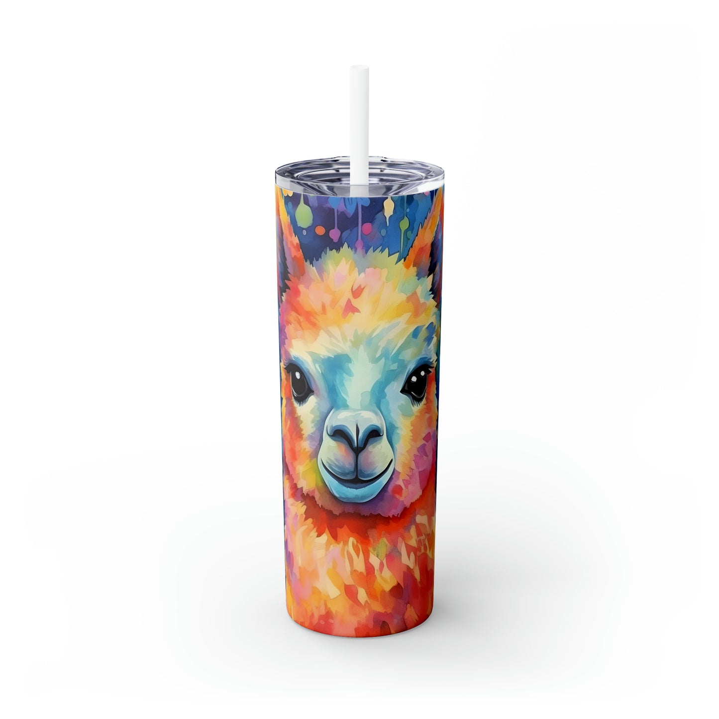 Skinny Tumbler with Straw, 20oz, Llama