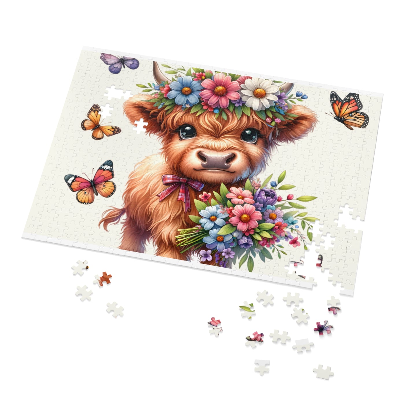 Jigsaw Puzzle, Highland Cow, Personalised/Non-Personalised (30, 110, 252, 500,1000-Piece)