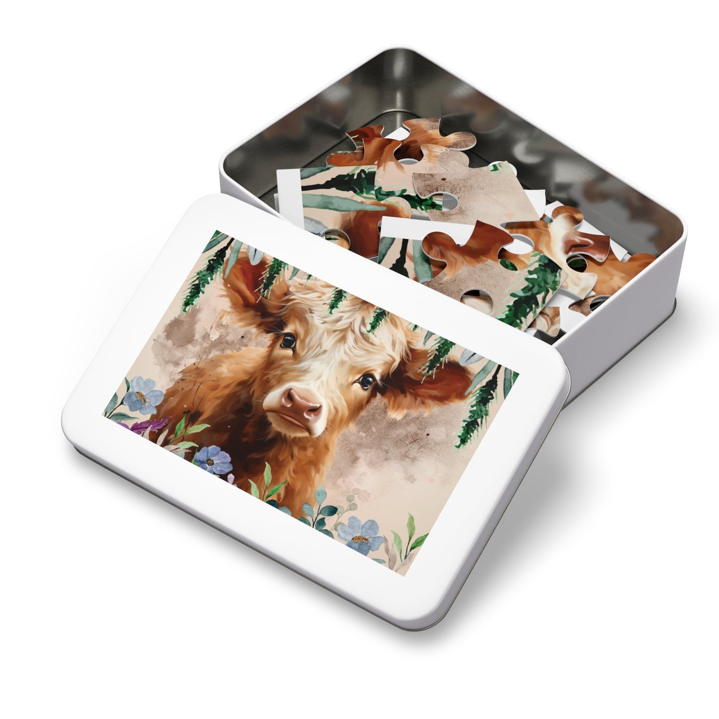 Jigsaw Puzzle, Highland Cow, Personalised/Non-Personalised (30, 110, 252, 500,1000-Piece)