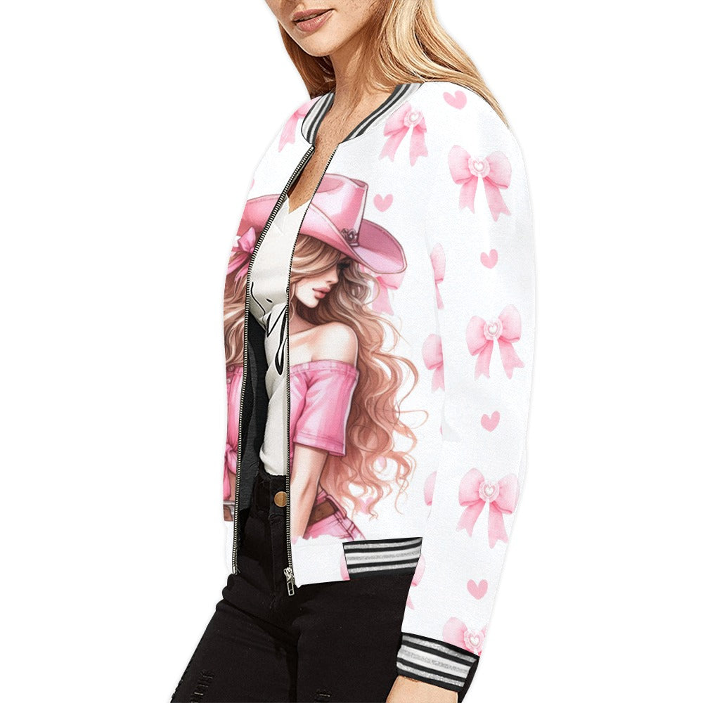 Coquette Cowgirl Bomber Jacket for Women