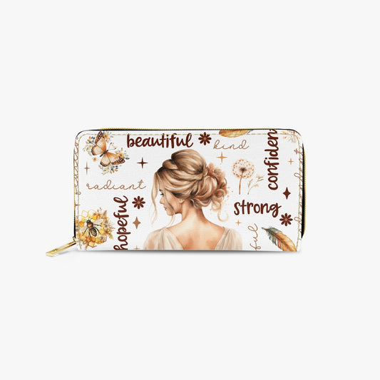 Long Type Zipper Purse - Affirmations - Blonde Hair