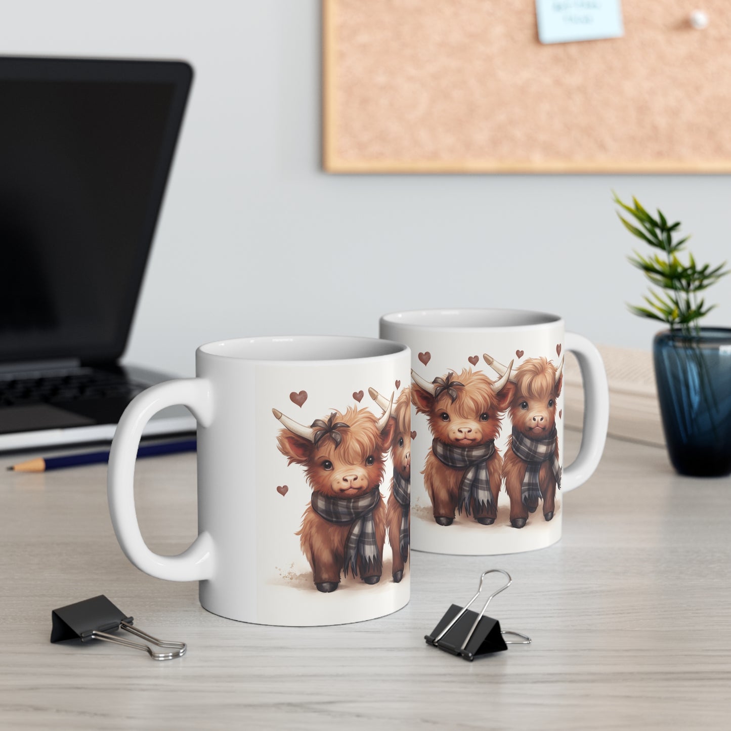 Personalised/Non Personalised Highland Cow, Ceramic Mug 11oz, Highland Cow Mug