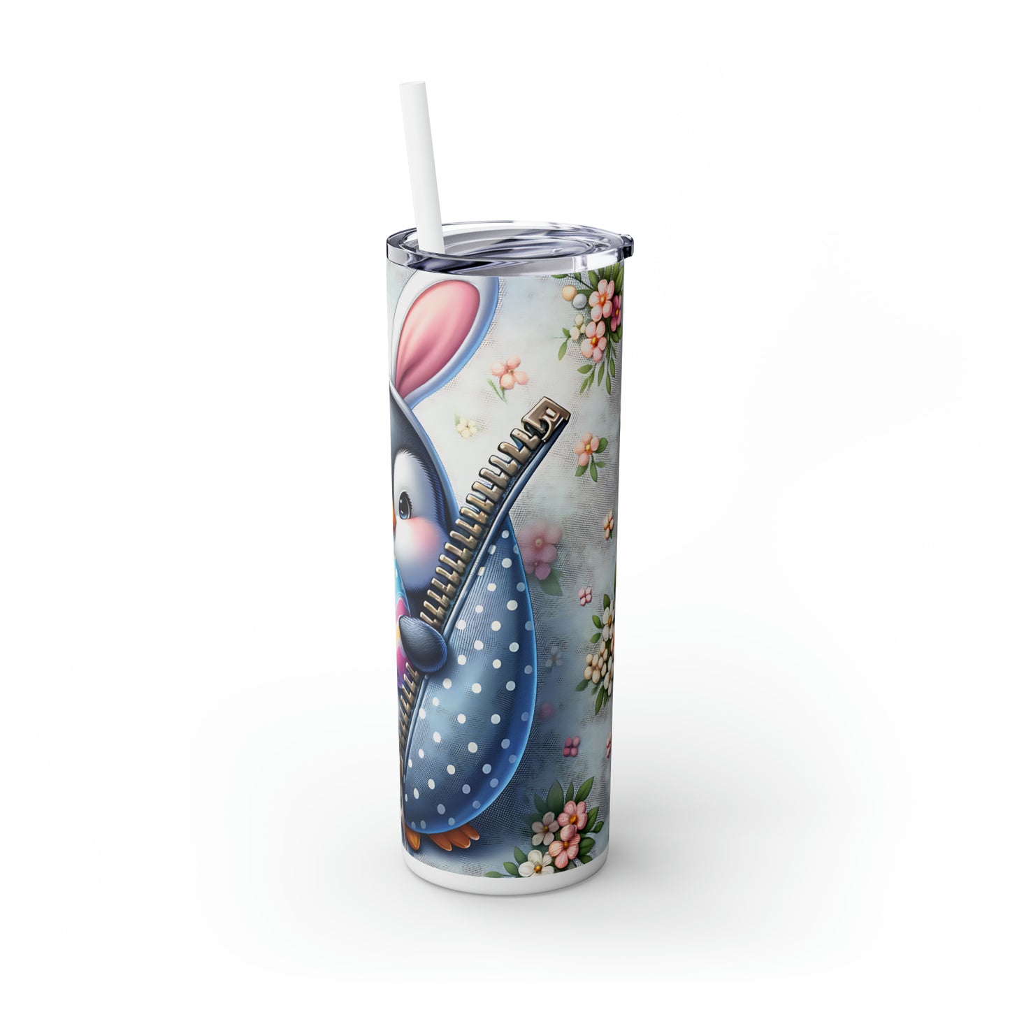 Skinny Tumbler with Straw, 20oz, Easter, Penguin, awd-1307