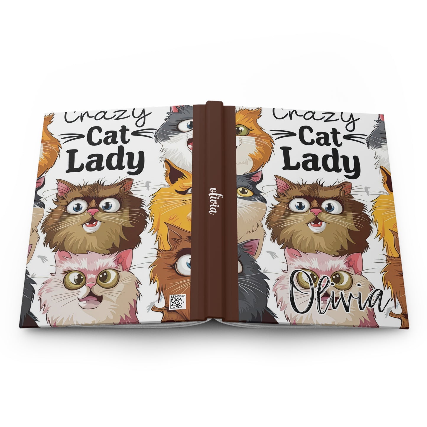 Personalised Hardcover Journal Matte, Cat Lady, awd-1489