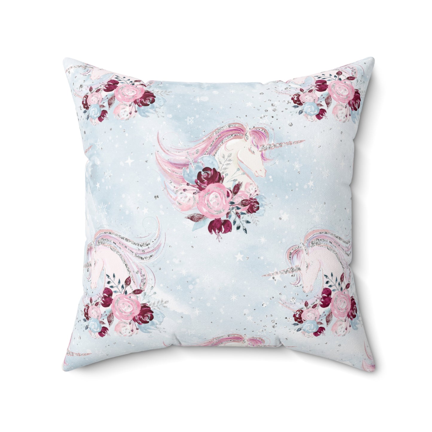 Spun Polyester Square Pillow, Unicorn Cushion