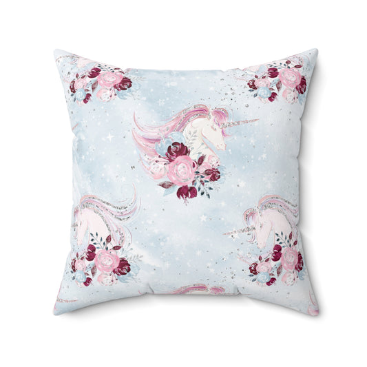 Spun Polyester Square Pillow, Unicorn Cushion