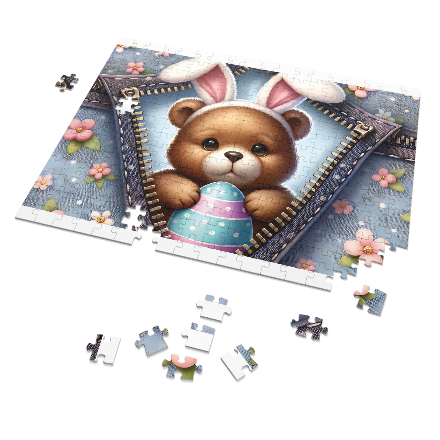 Jigsaw Puzzle, Easter, Bear with Bunny Ears, Personalised/Non-Personalised (30, 110, 252, 500,1000-Piece)