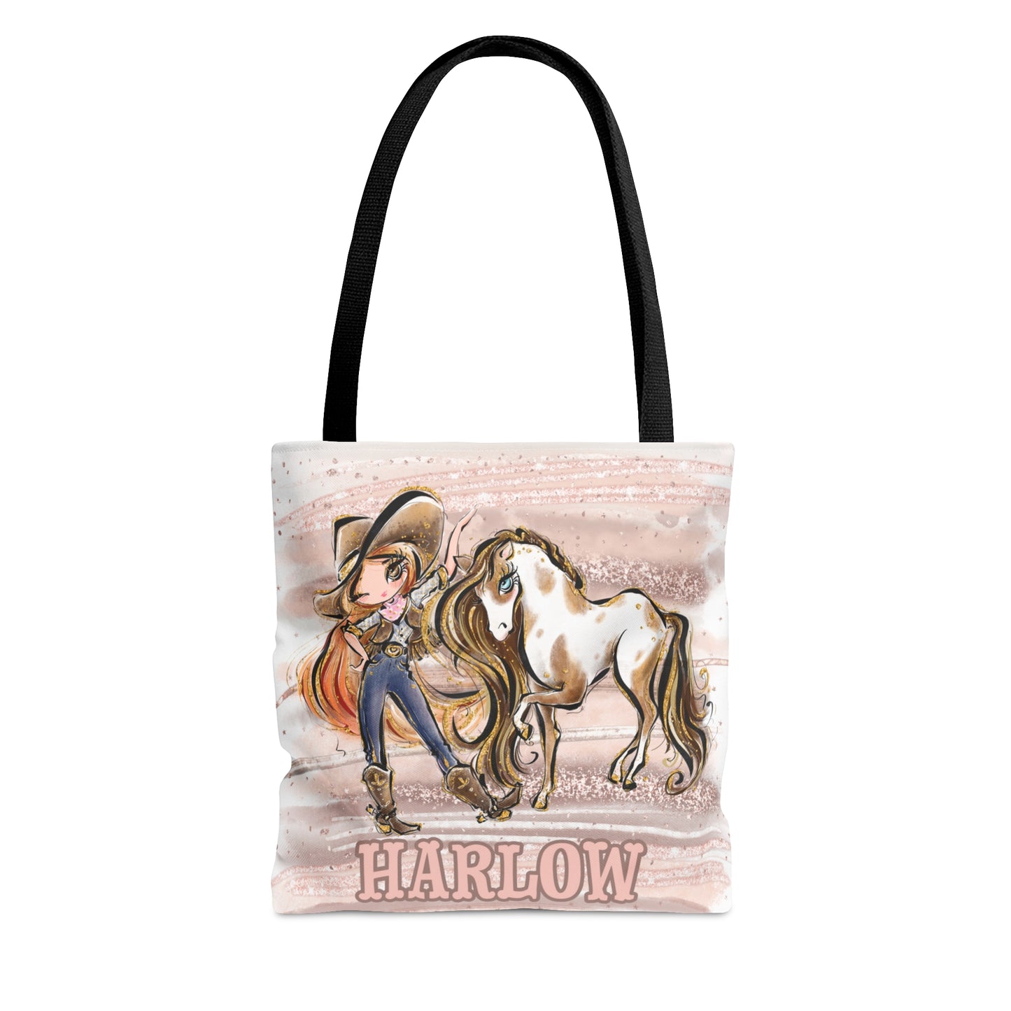 Personalised Tote Bag, Cowgirl & Horse, Red Hair, Brown Eyes, Tote bag