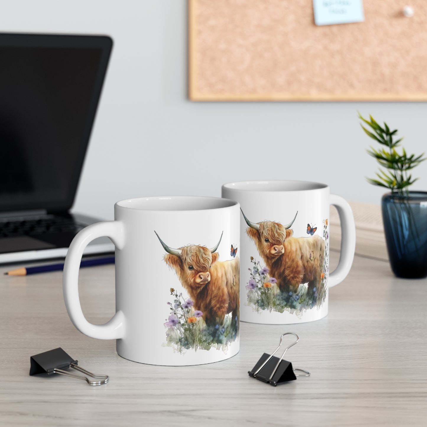 Personalised/Non Personalised Highland Cow, Ceramic Mug 11oz, Highland Cow Mug