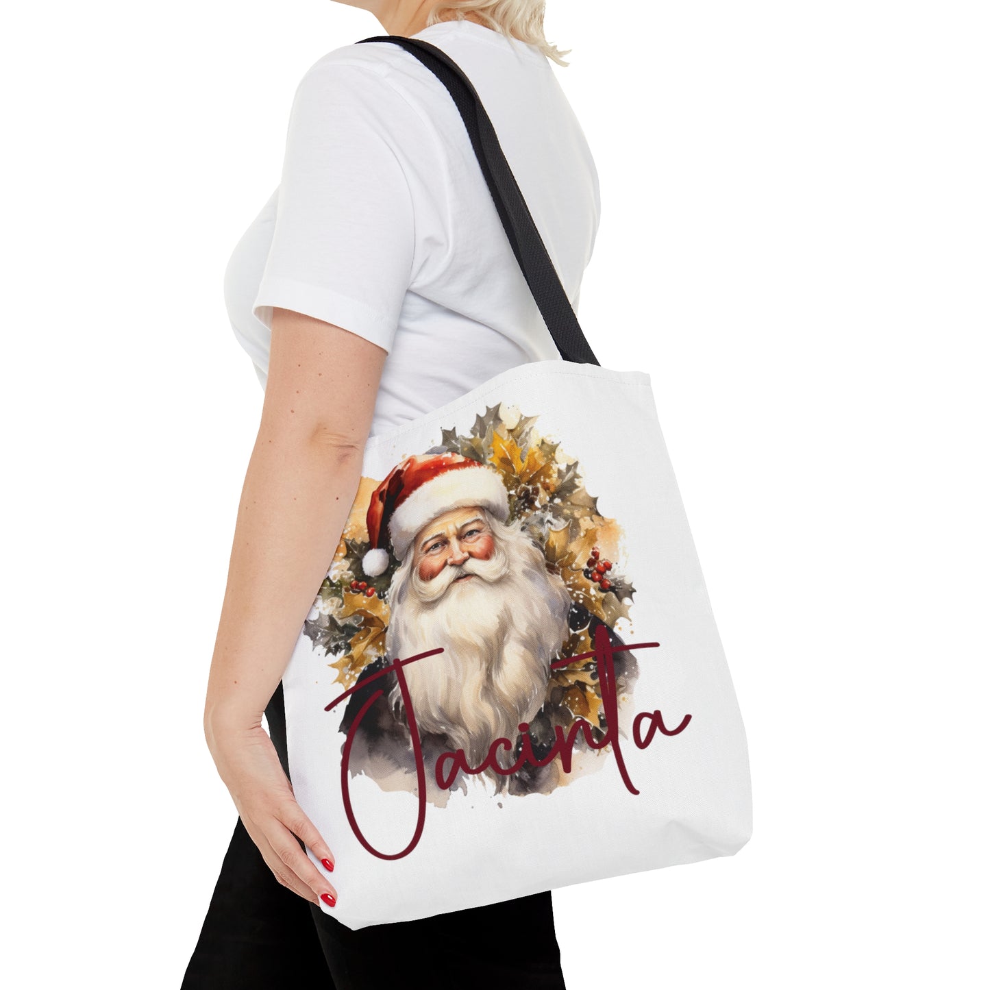 Santa wreath Personalised Tote Bag, Christmas bag, Christmas Tote Bag, Personalised/Non-Personalised