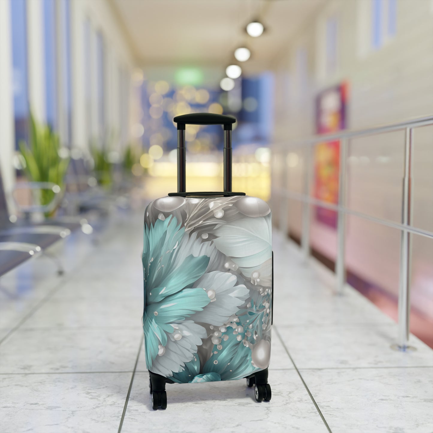 Luggage Cover, Turquoise Floral-2