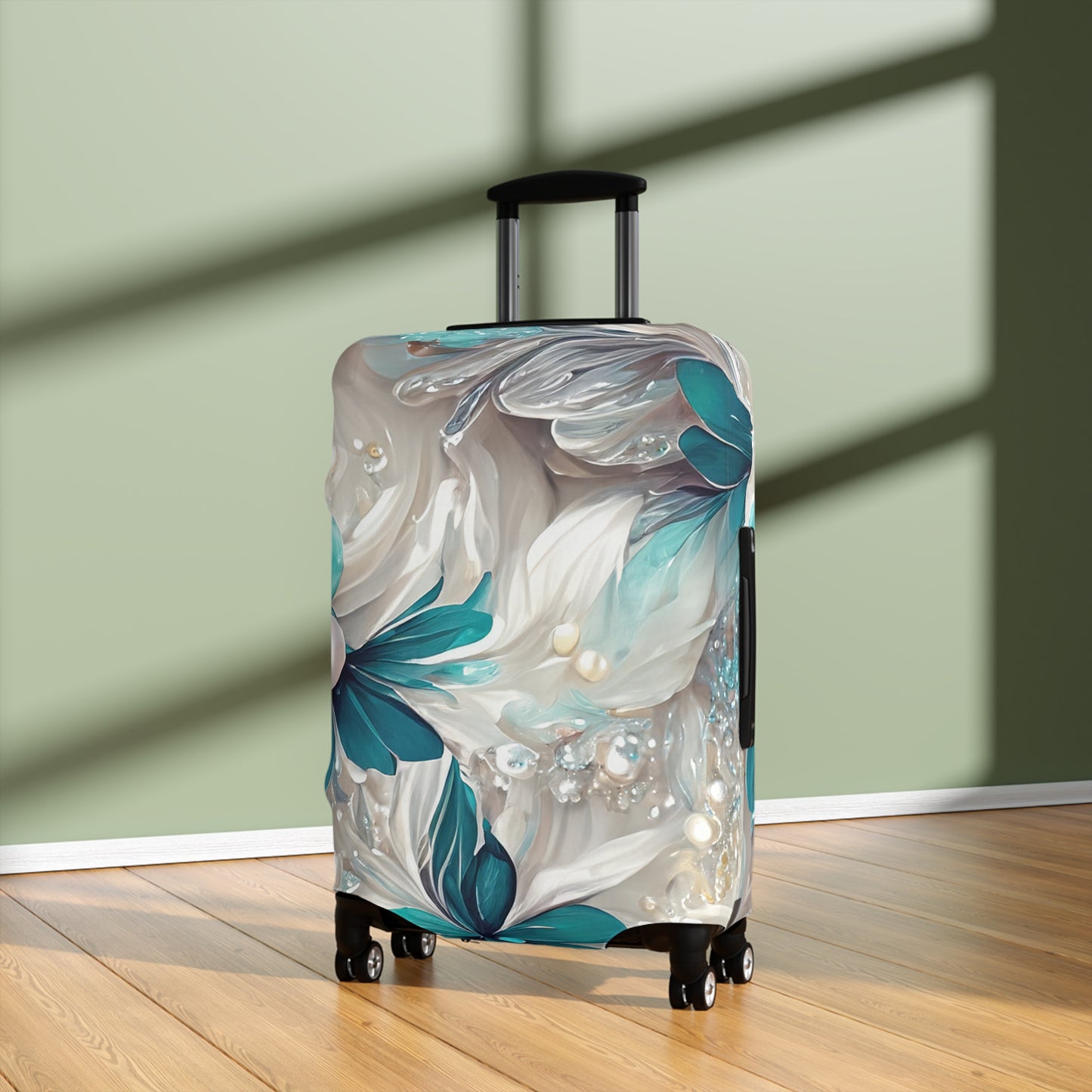 Luggage Cover, Turquoise Floral