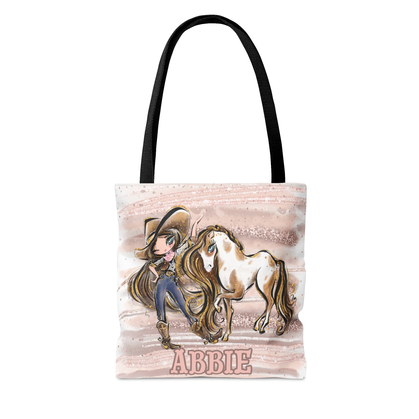 Personalised Tote Bag, Cowgirl & Horse, Brown Hair, Blue Eyes, Tote bag