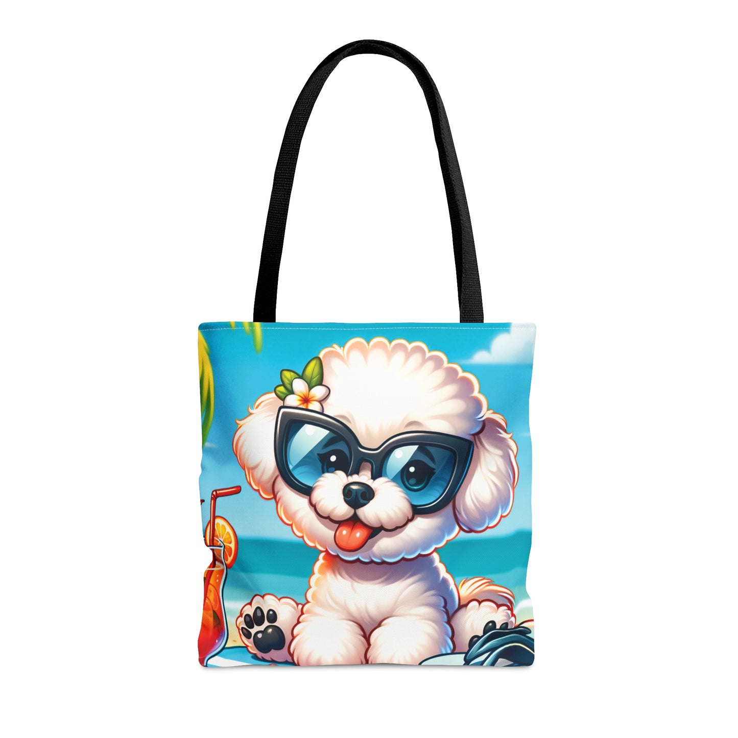 Tote Bag, Dog on Beach, Bichon Frise, Tote bag, awd-1107