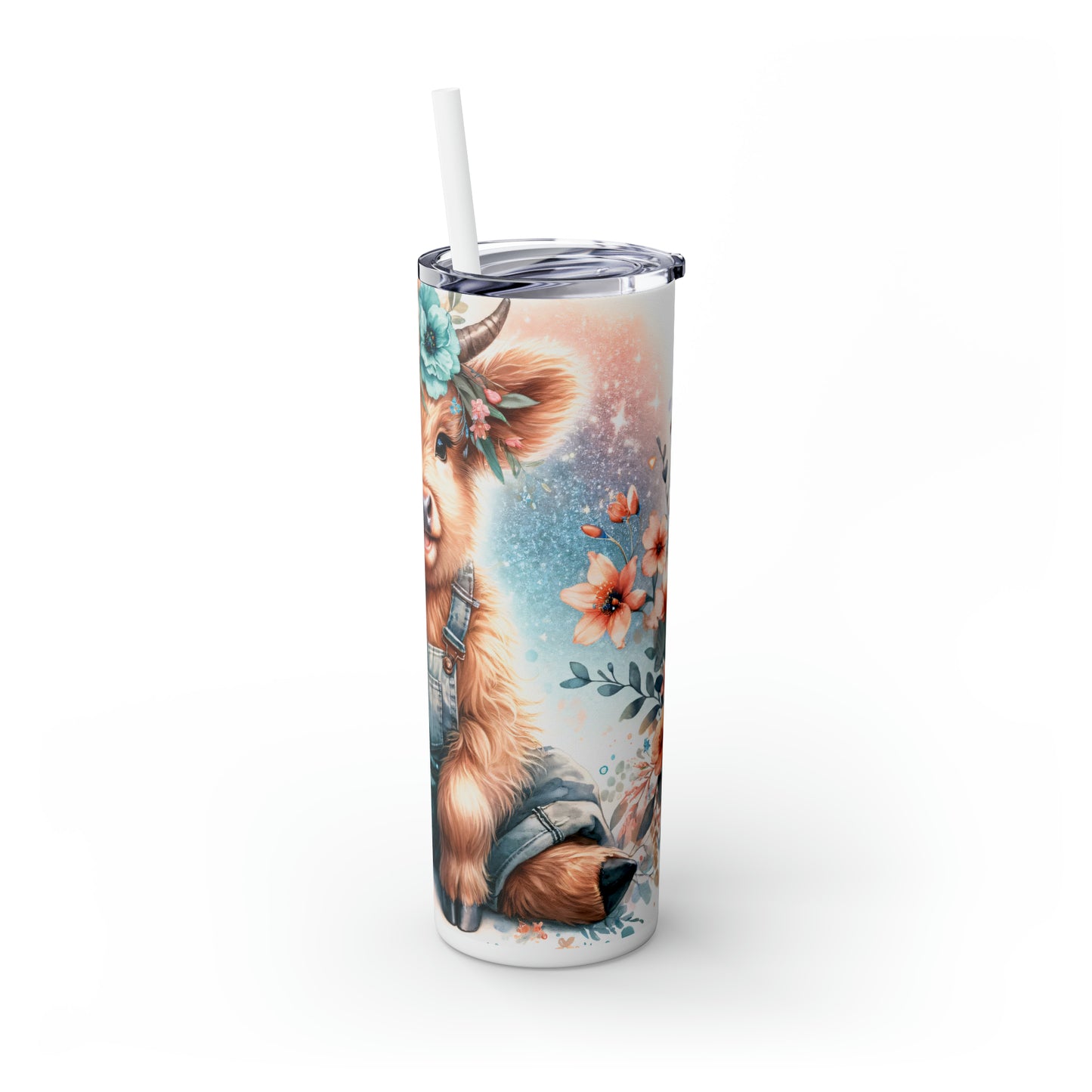 Skinny Tumbler with Straw, 20oz, Highland Cow, awd-1159