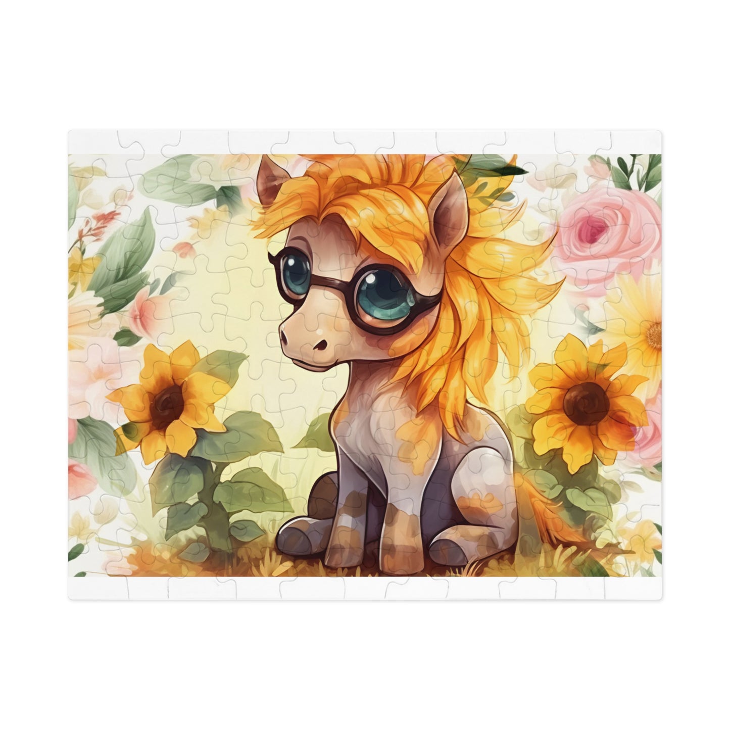 Puzzle, Donkey, Sunflowers, Personalised/Non-Personalised (30, 110, 252, 500,1000-Piece) awd-656