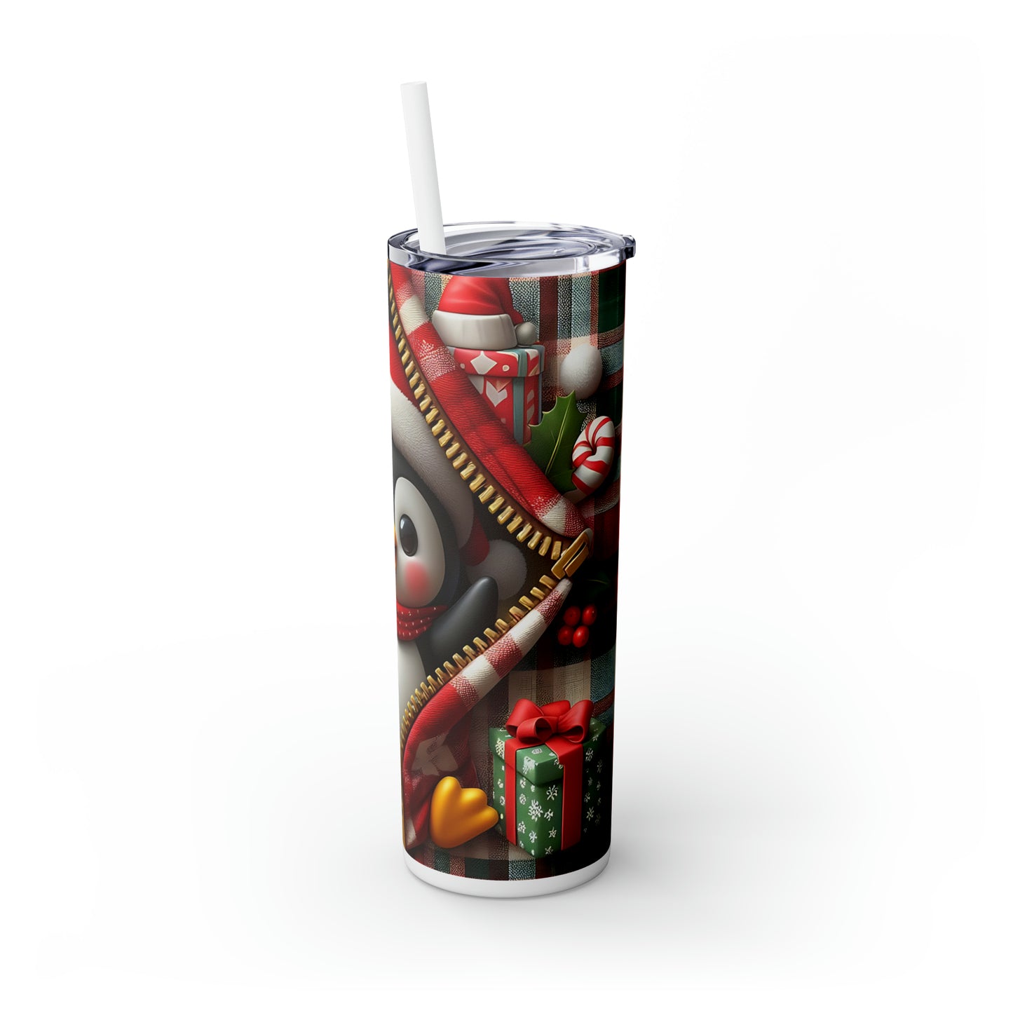 Skinny Tumbler with Straw, 20oz, Penguin