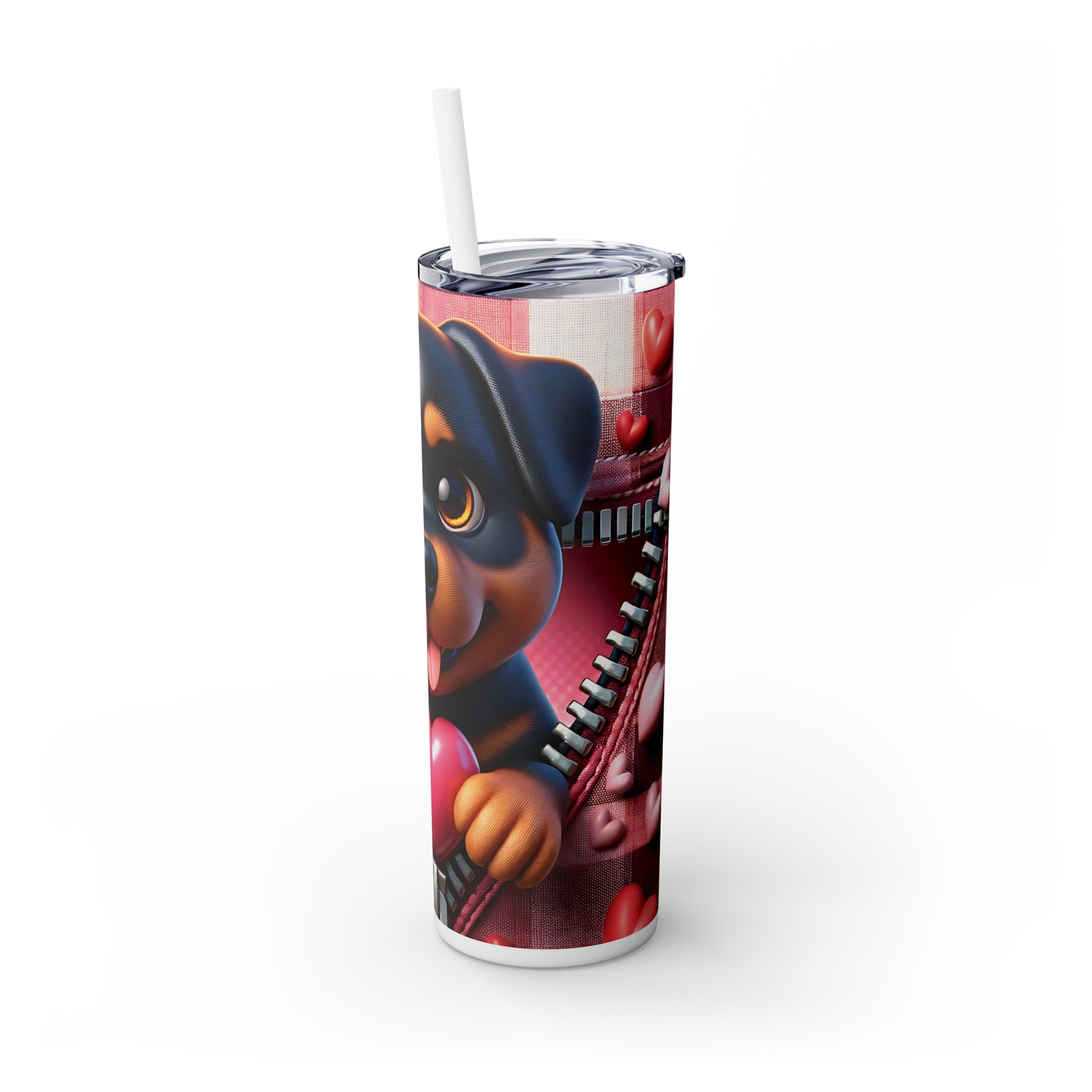 Skinny Tumbler with Straw, 20oz, Dog, Valentines Day, awd-1128