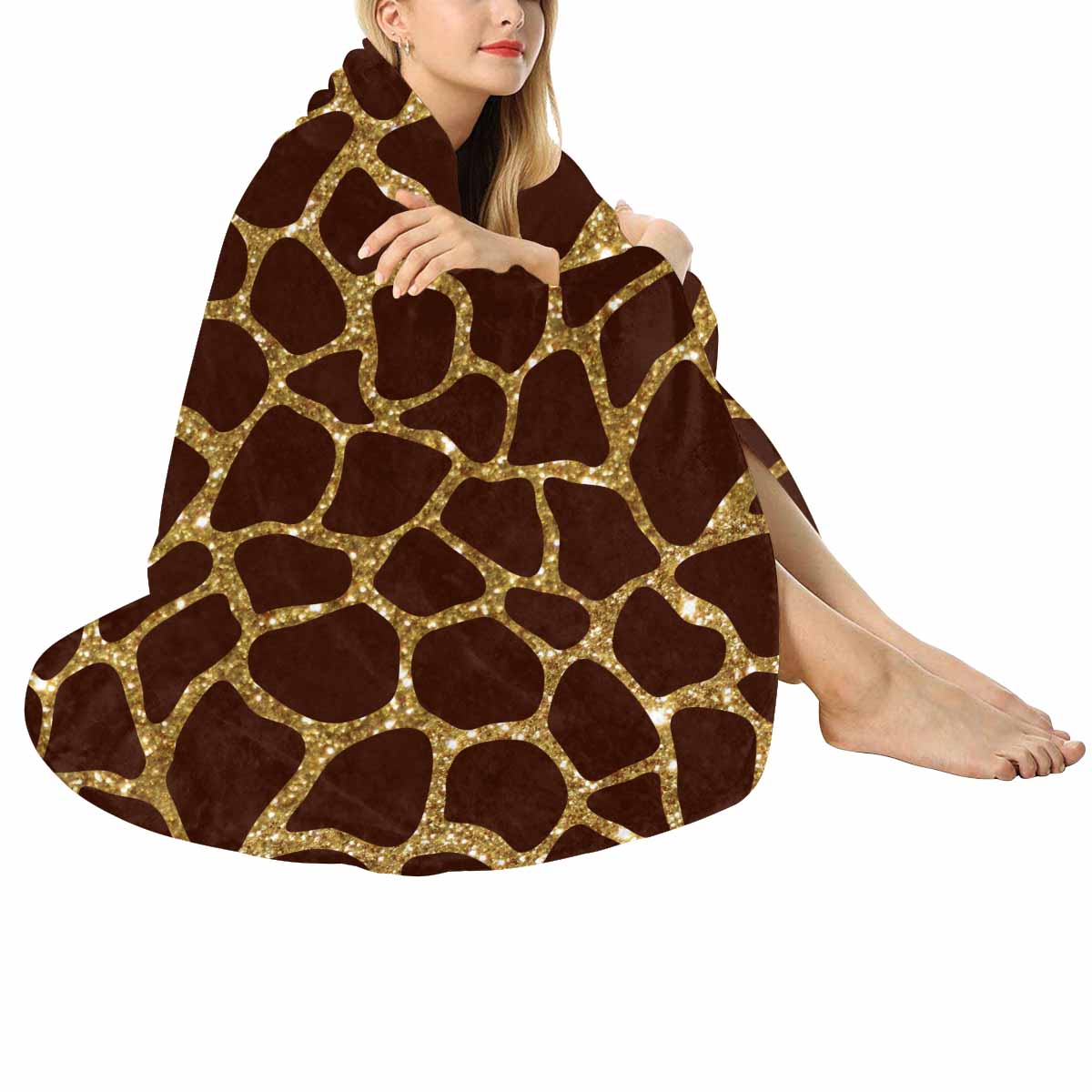 Animal print 6  Circular Micro Fleece Blanket 47"