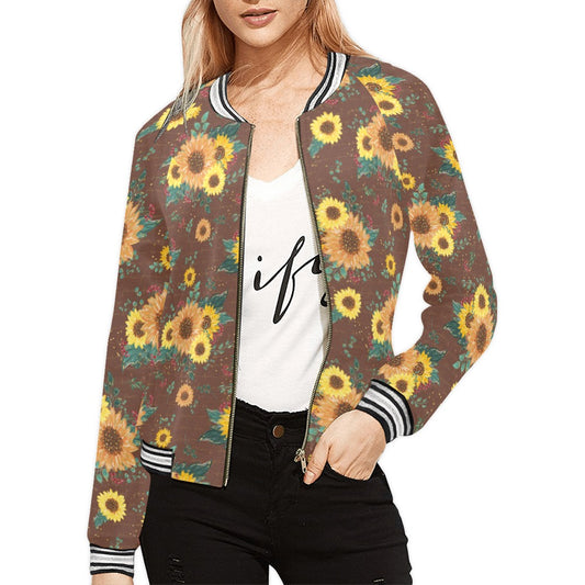 Sunflowers Bomber Jacket for Women