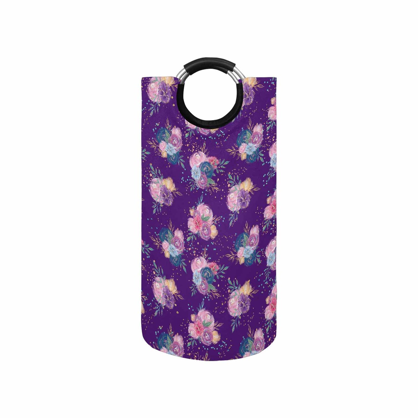 Purple Floral  Round Laundry Basket